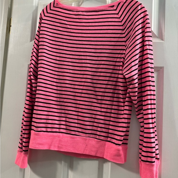 Victorias Secret PINK long sleeve pink black striped top - Picture 5 of 5